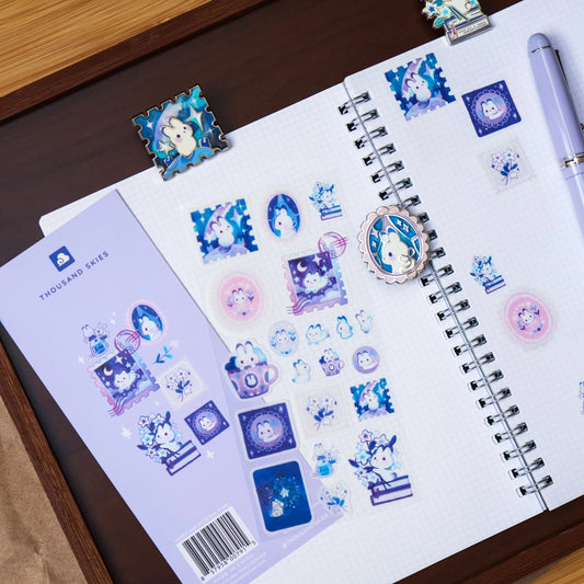 Rabbit and Shooting Stars Washi Sticker Sheet