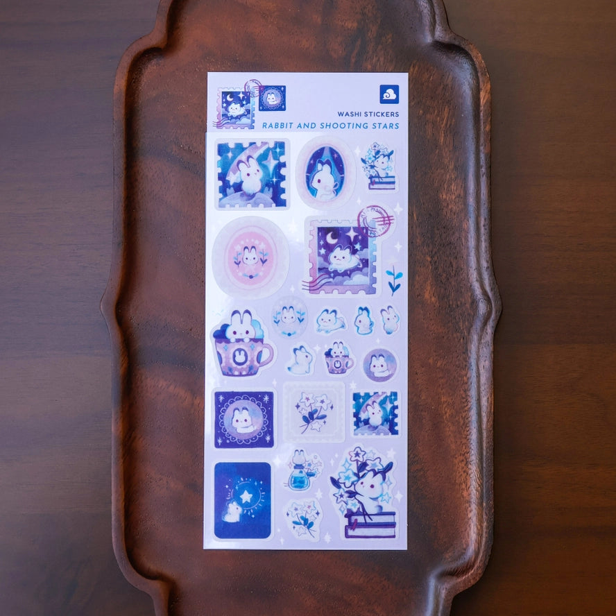 Rabbit and Shooting Stars Washi Sticker Sheet