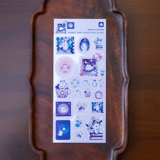 Rabbit and Shooting Stars Washi Sticker Sheet