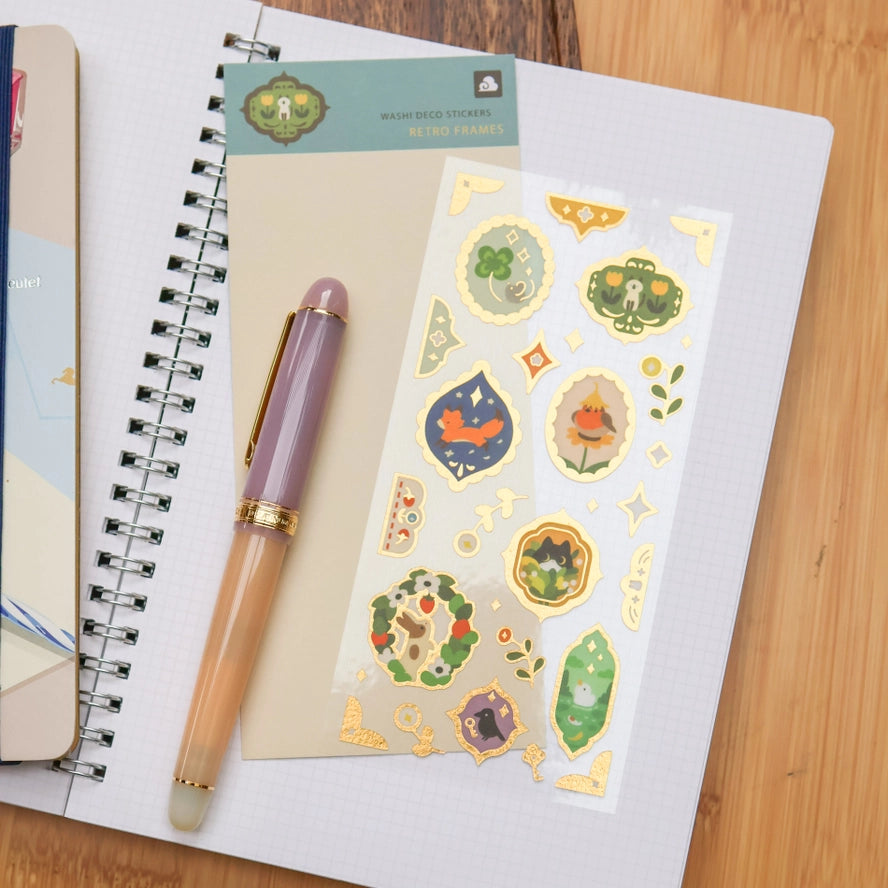 Retro Frames (Gold Foil) Washi Sticker Sheet