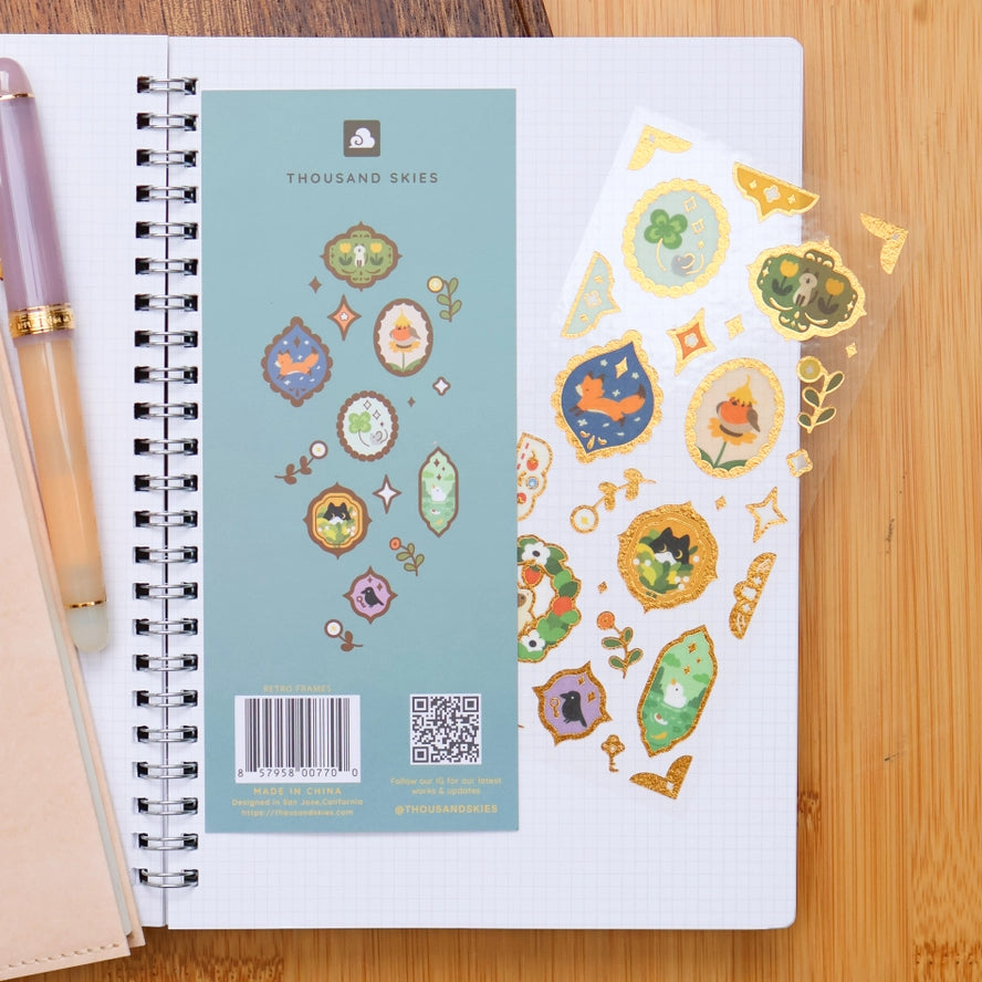 Retro Frames (Gold Foil) Washi Sticker Sheet