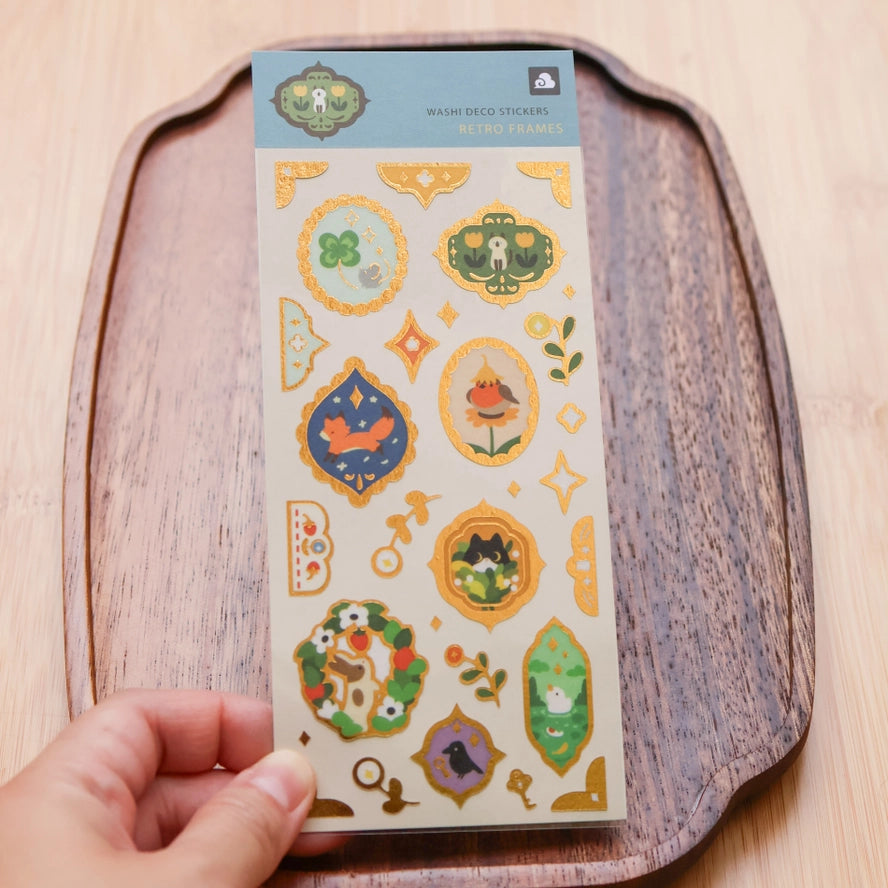 Retro Frames (Gold Foil) Washi Sticker Sheet