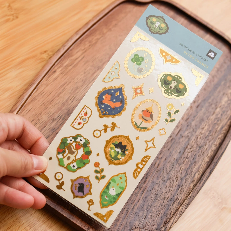 Retro Frames (Gold Foil) Washi Sticker Sheet