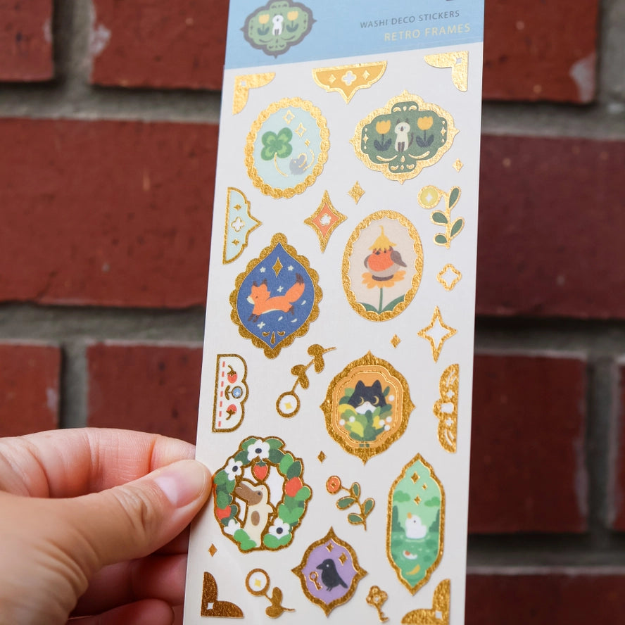 Retro Frames (Gold Foil) Washi Sticker Sheet