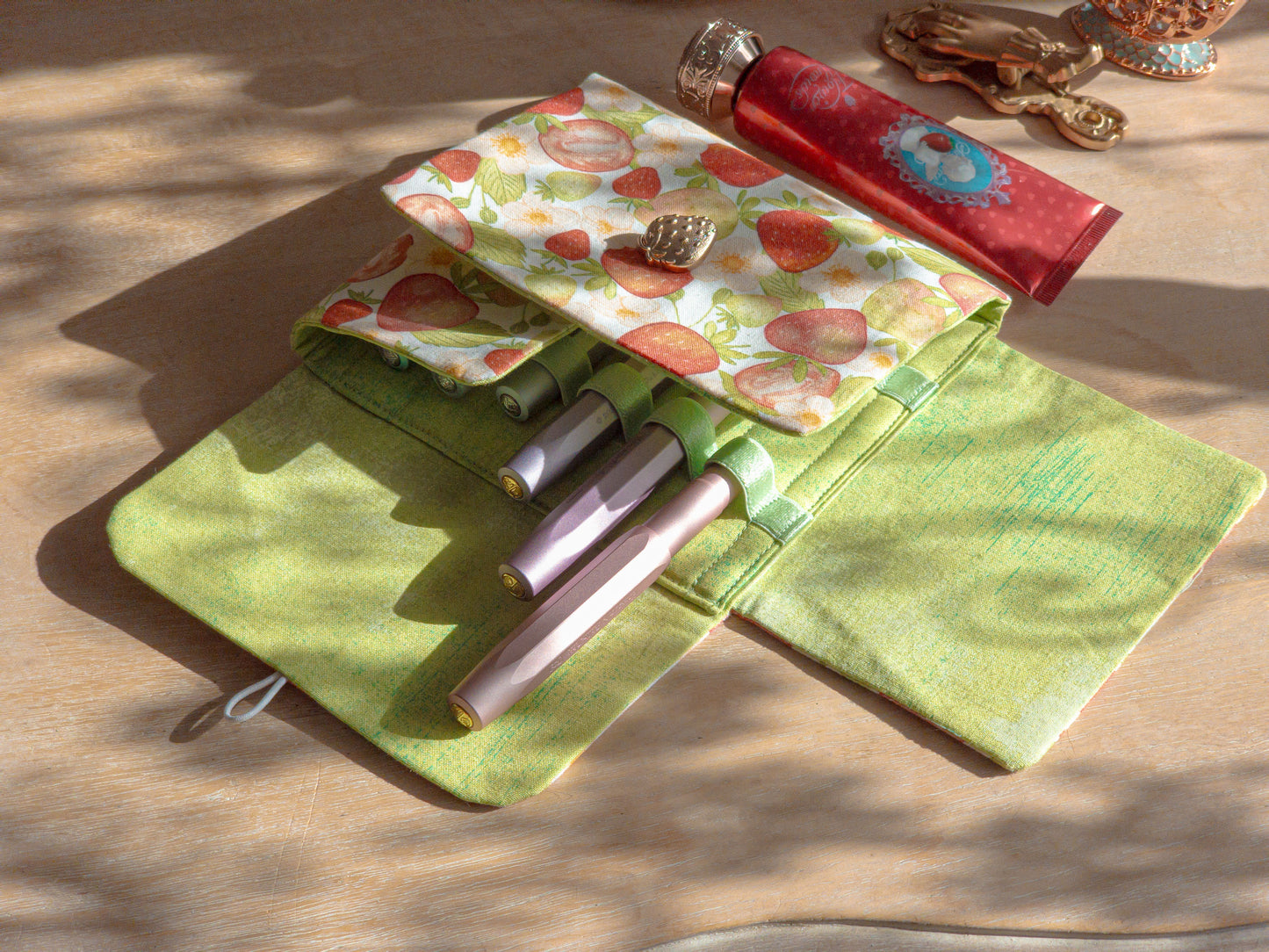 Handmade Strawberry x Lime Mini Pen Wrap