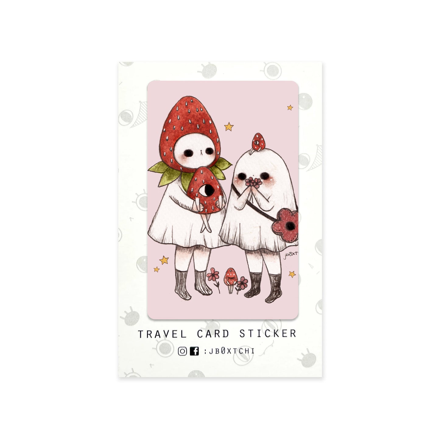 Strawberry and Ghost Travel Card Sticker