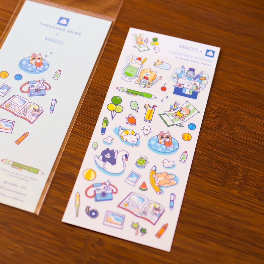 Summer Pool Party Clear Sticker Sheet