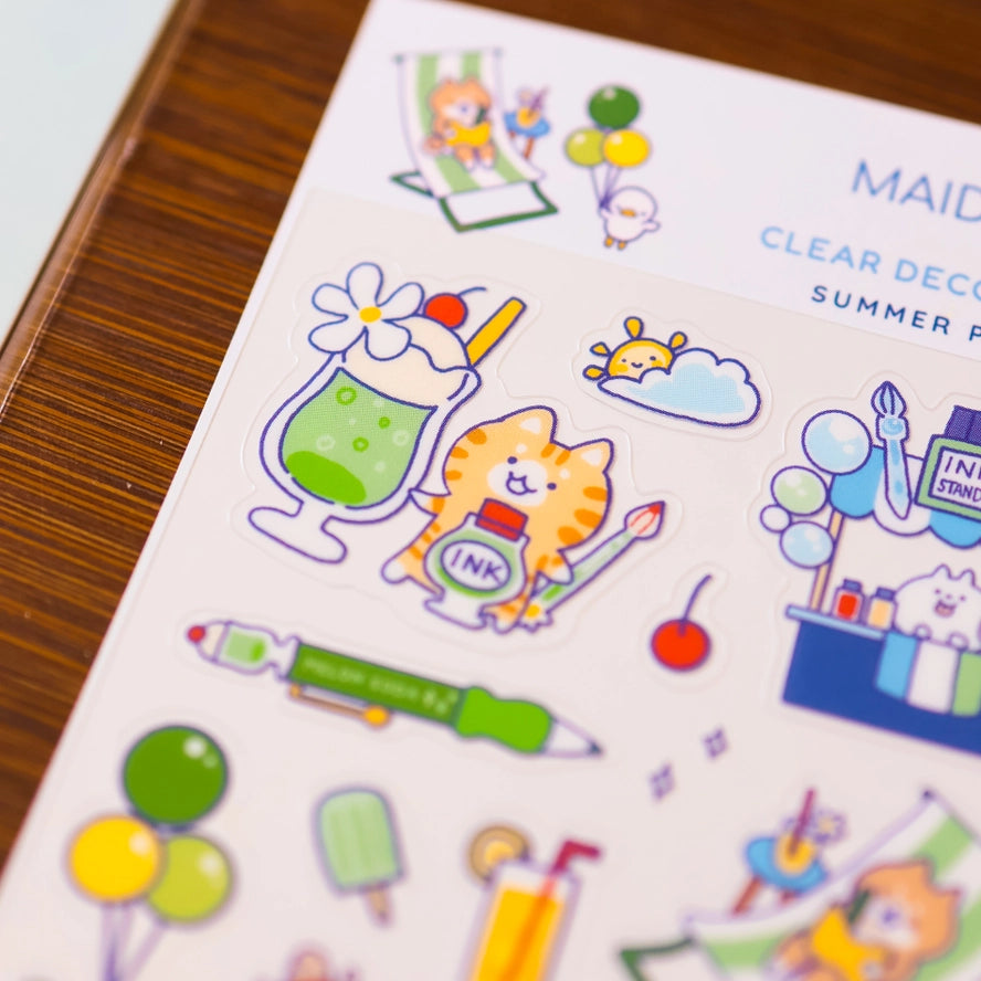 Summer Pool Party Clear Sticker Sheet