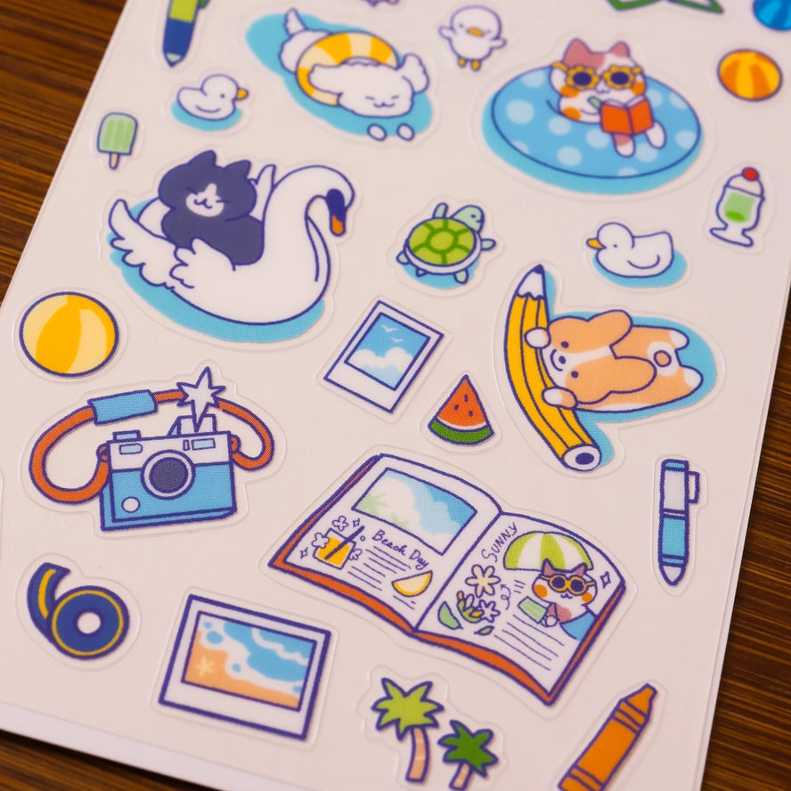 Summer Pool Party Clear Sticker Sheet