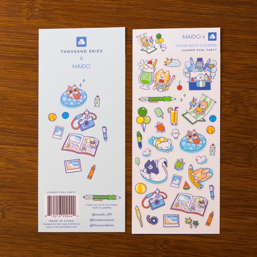 Summer Pool Party Clear Sticker Sheet