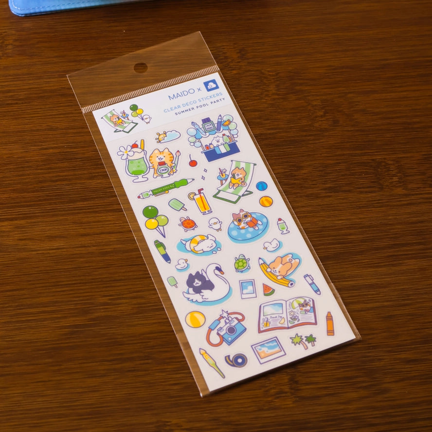 Summer Pool Party Clear Sticker Sheet
