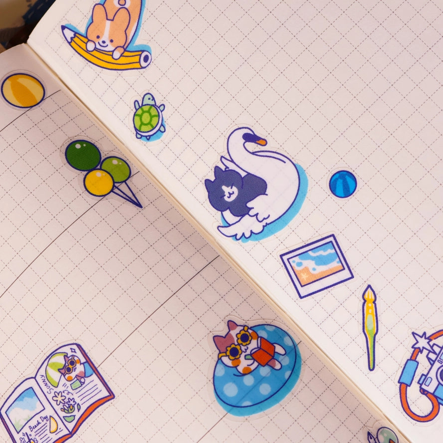 Summer Pool Party Clear Sticker Sheet