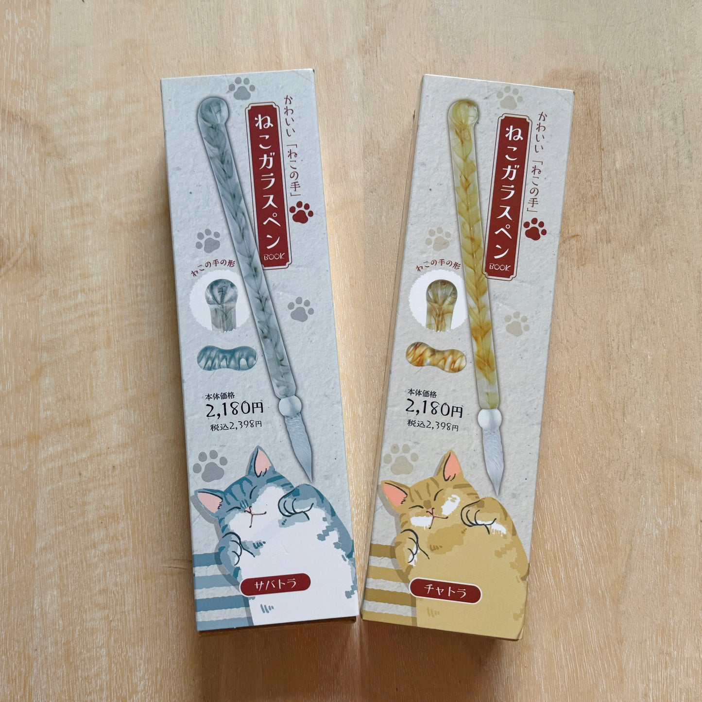 Cat Glass Pen Set - Grey Tabby