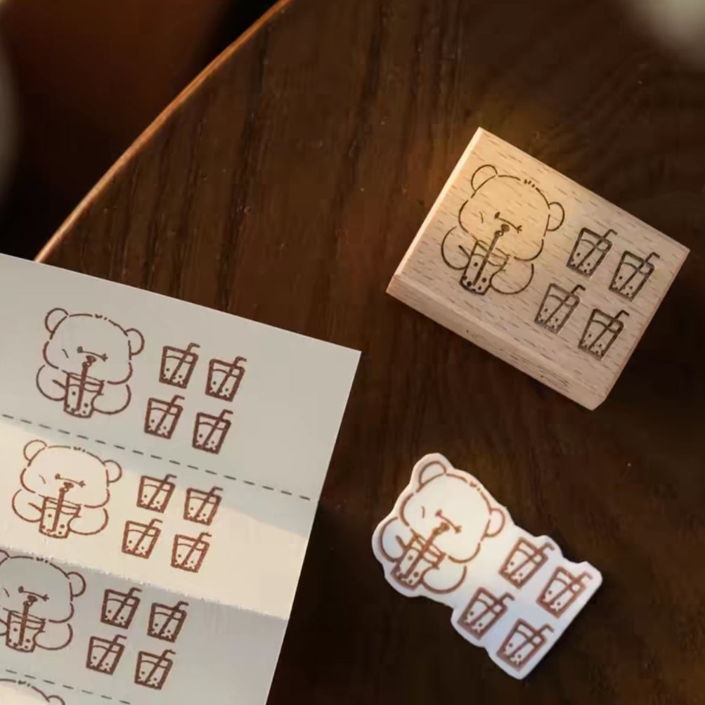Teddy Bubble Tea Tracking Stamp