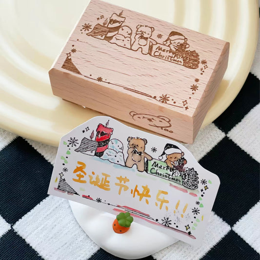 Teddy Christmas Message Stamp