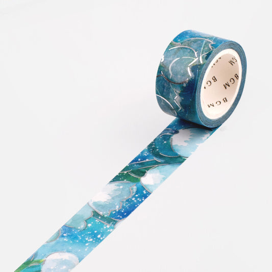 Watercolour Flower Foil-stamped Washi Tape - Suzuran