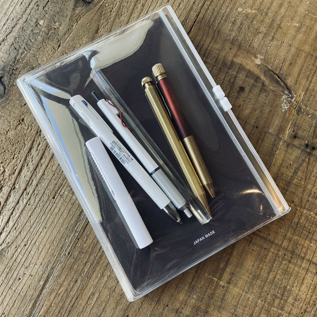 Nouto A5-Size Transparent Notebook Cover with Zipper Pocket