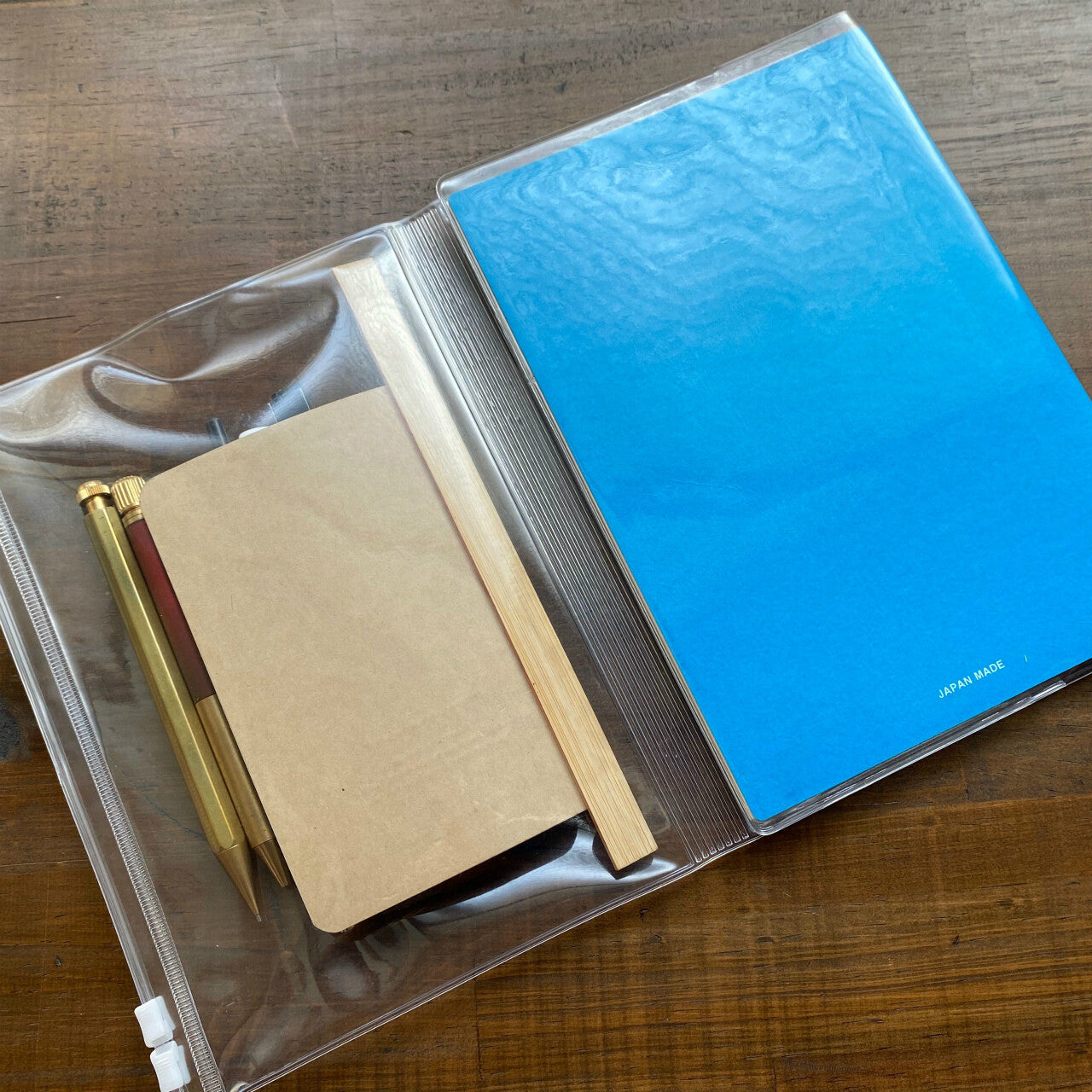 Nouto A5-Size Transparent Notebook Cover with Zipper Pocket