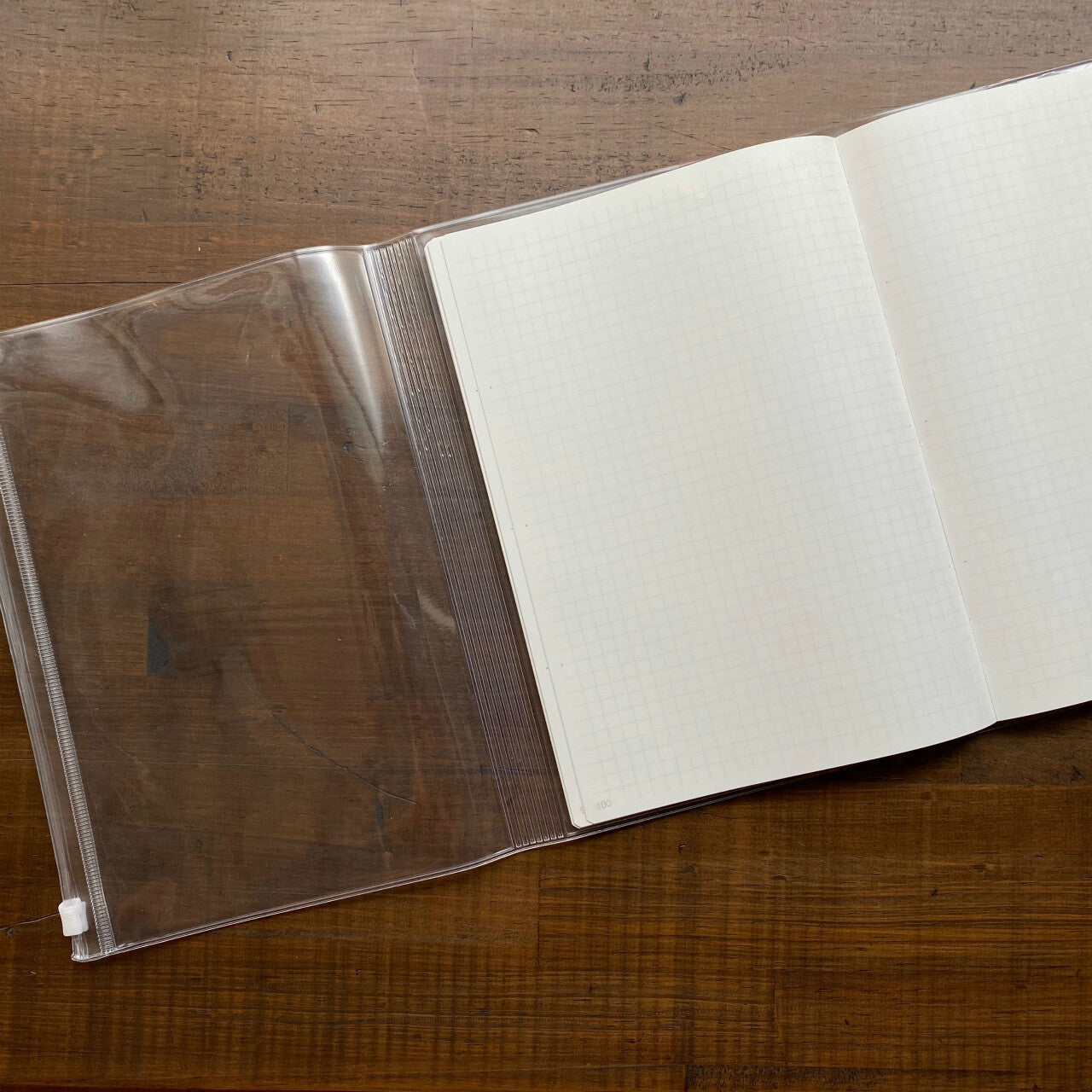 Nouto A5-Size Transparent Notebook Cover with Zipper Pocket