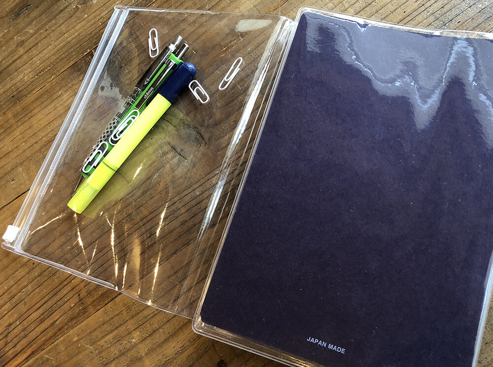 Nouto A5-Size Transparent Notebook Cover with Zipper Pocket