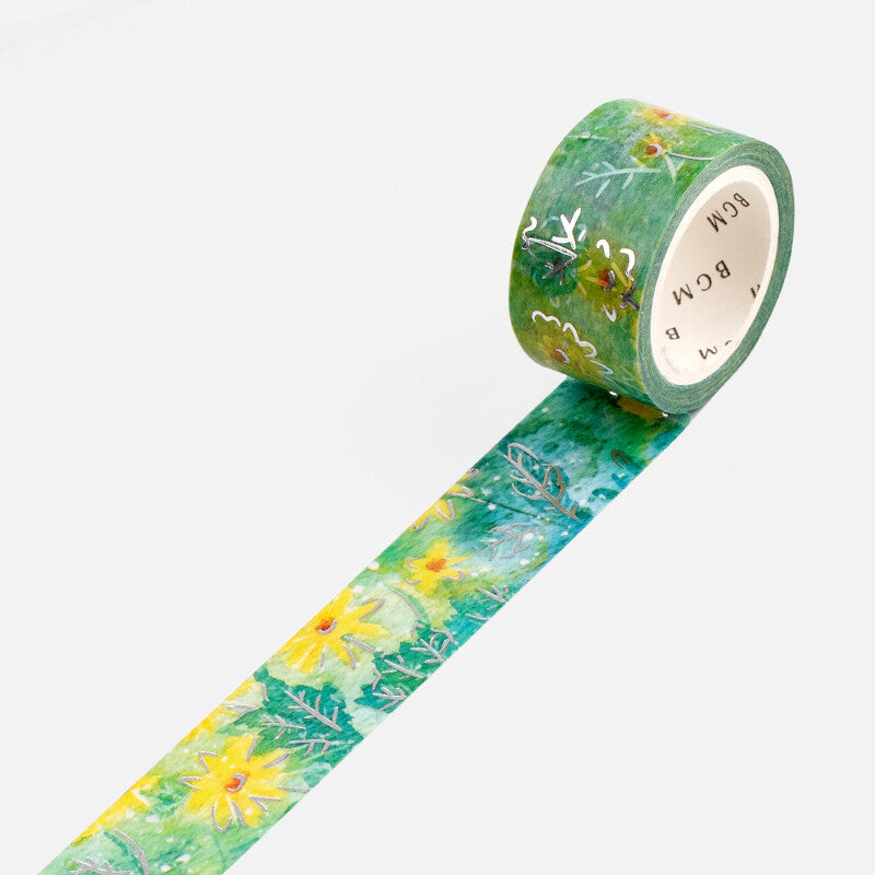Watercolour Flower Foil-stamped Washi Tape - Hinagiku