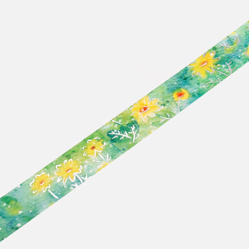 Watercolour Flower Foil-stamped Washi Tape - Hinagiku