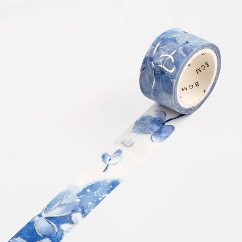 Watercolour Flower Foil-stamped Washi Tape - Hydrangeas