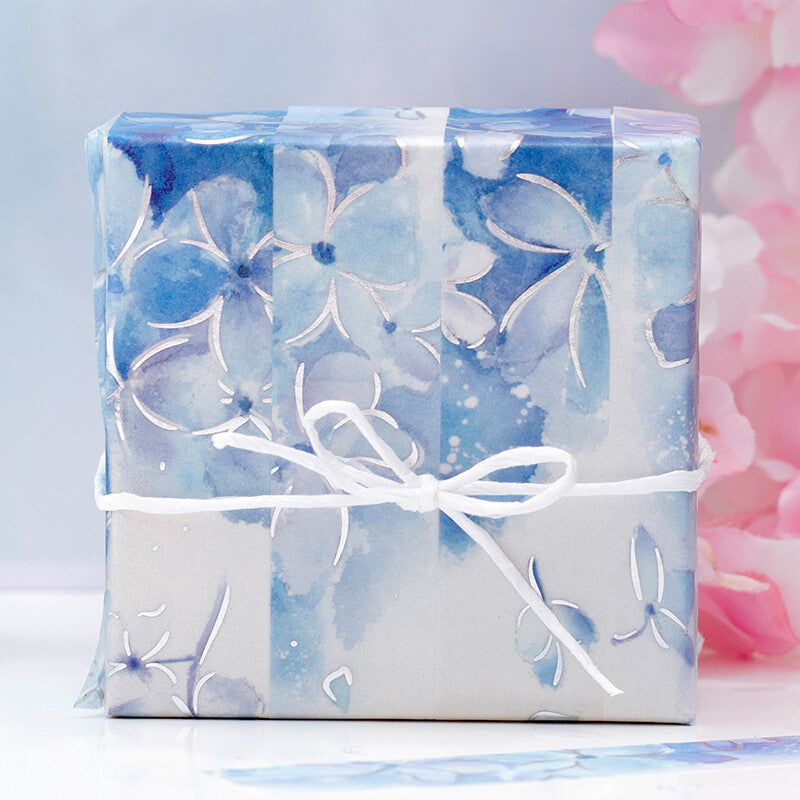 Watercolour Flower Foil-stamped Washi Tape - Hydrangeas