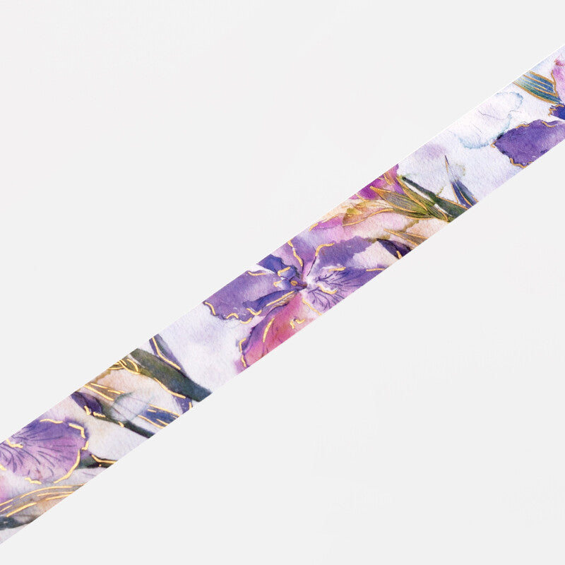 Watercolour Flower Foil-stamped Washi Tape - Iris