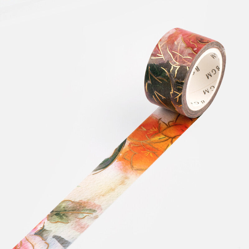 Watercolour Flower Foil-stamped Washi Tape - Rose