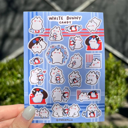 White Bunny Candy Sticker Sheet