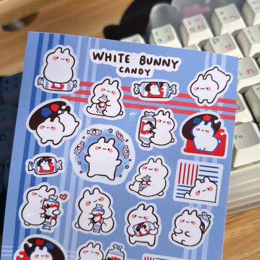White Bunny Candy Sticker Sheet