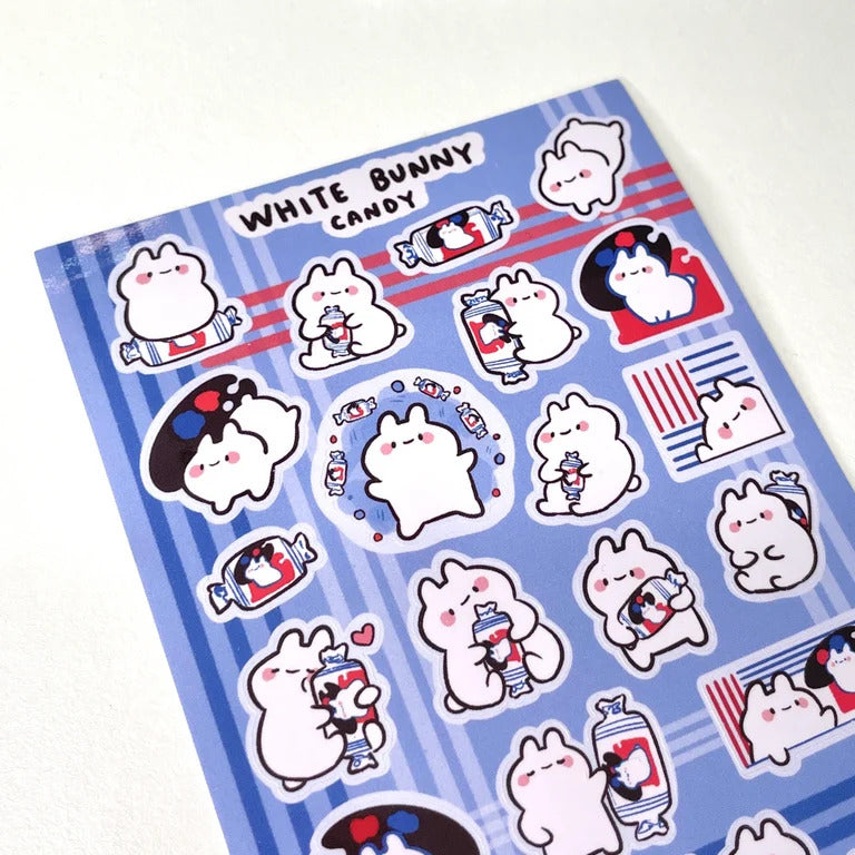 White Bunny Candy Sticker Sheet