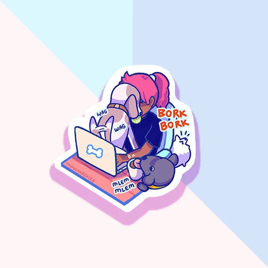 Working from Home with Dogs Vinyl Sticker