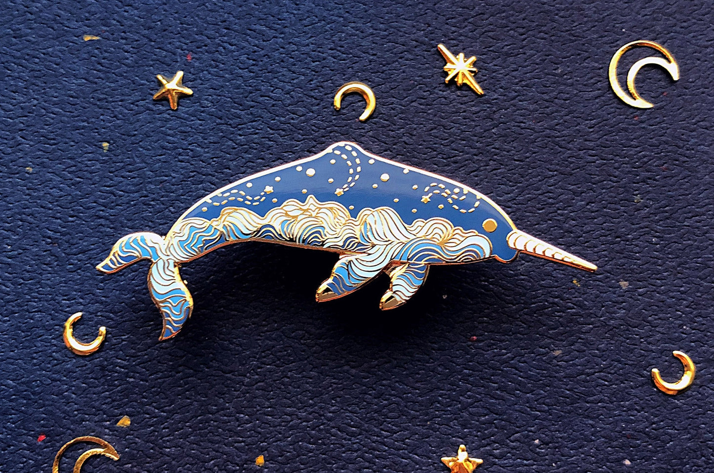 Sky Farer Cloudy Narwhal Enamel Pin