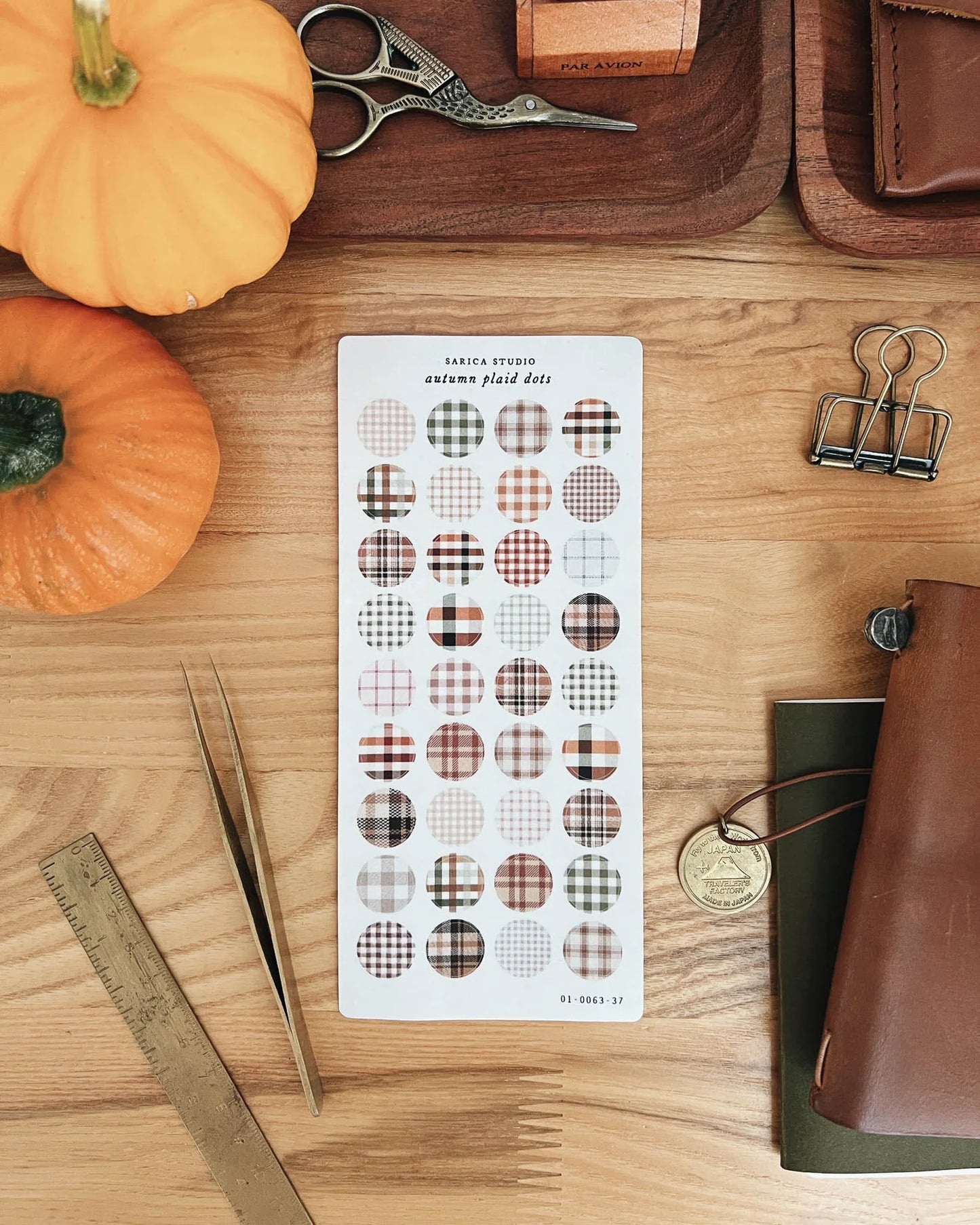 Autumn Plaid Dot Sticker