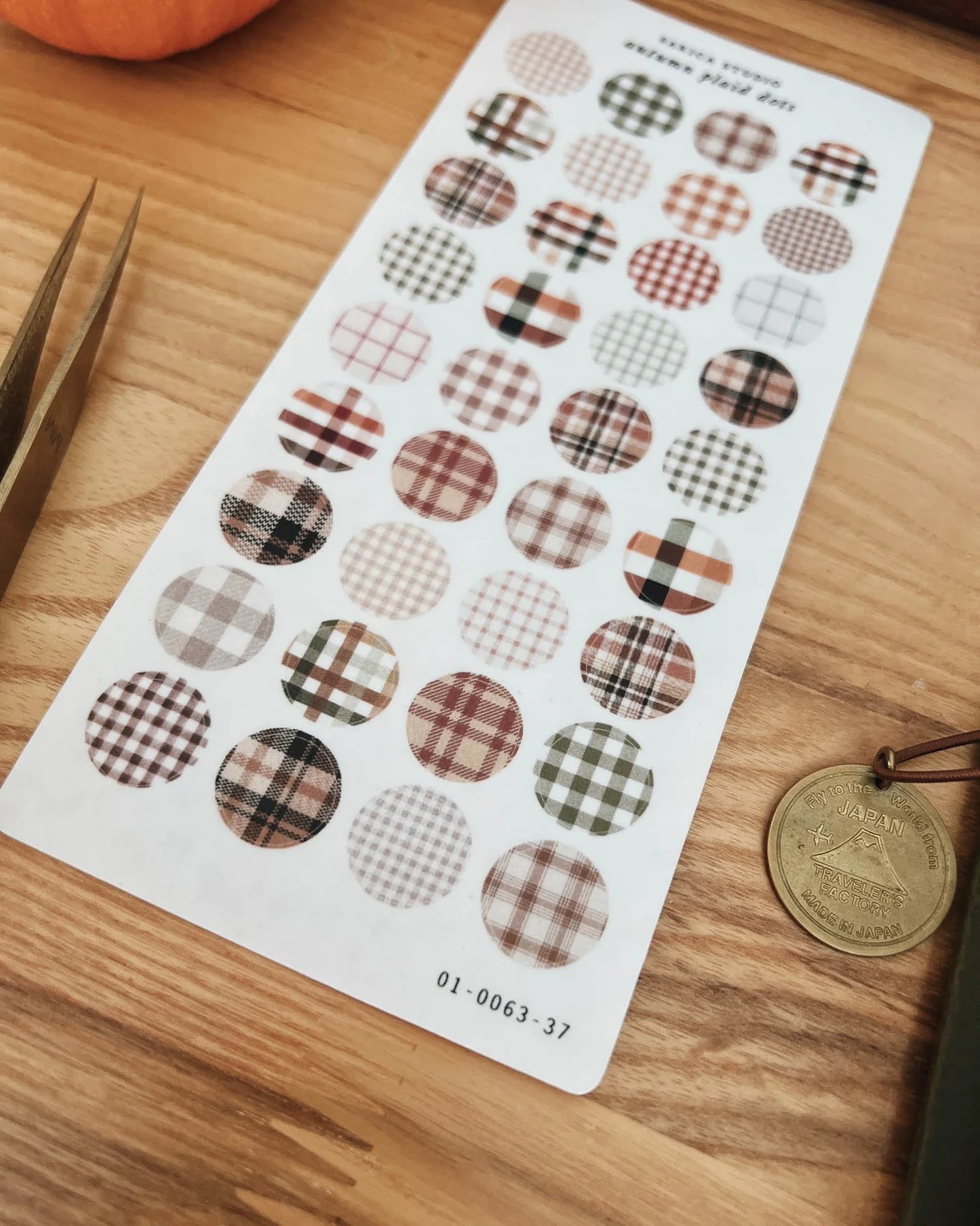 Autumn Plaid Dot Sticker