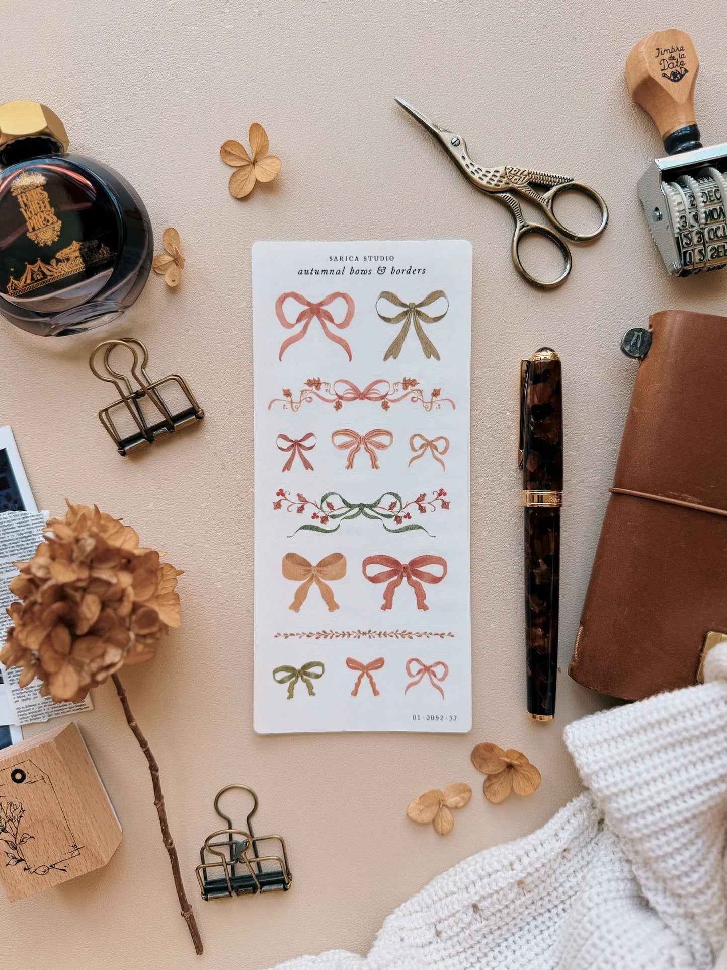 Autumnal Bows & Borders Stickers