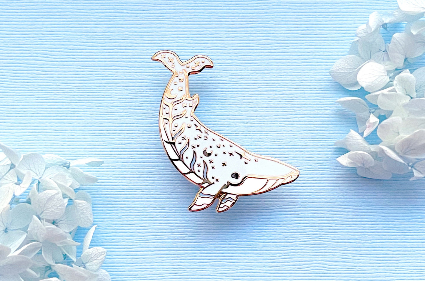 Moon Dedication Minke Whale Enamel Pin