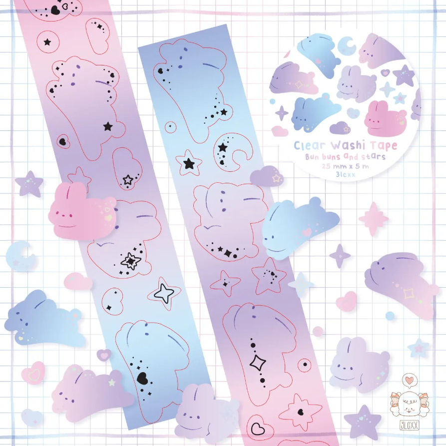 Bun Bun and Stars Kiss-Cut Clear Tape