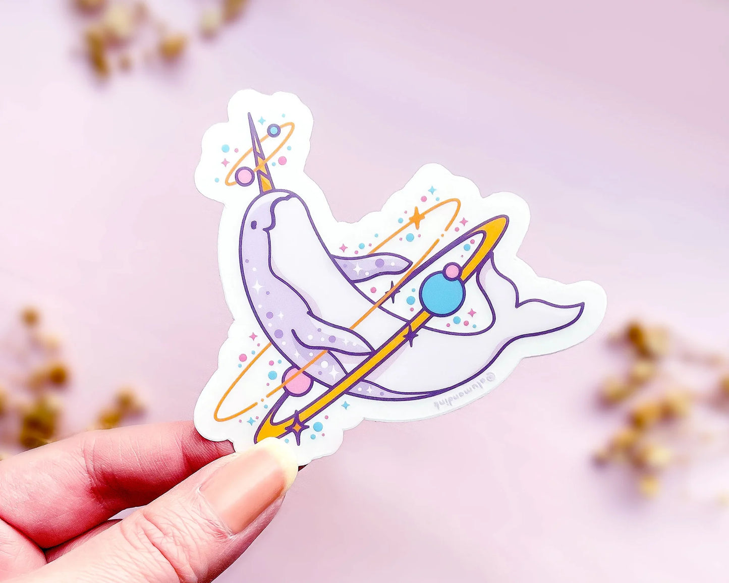 Cosmic Narwhal Clear Vinyl Sticker