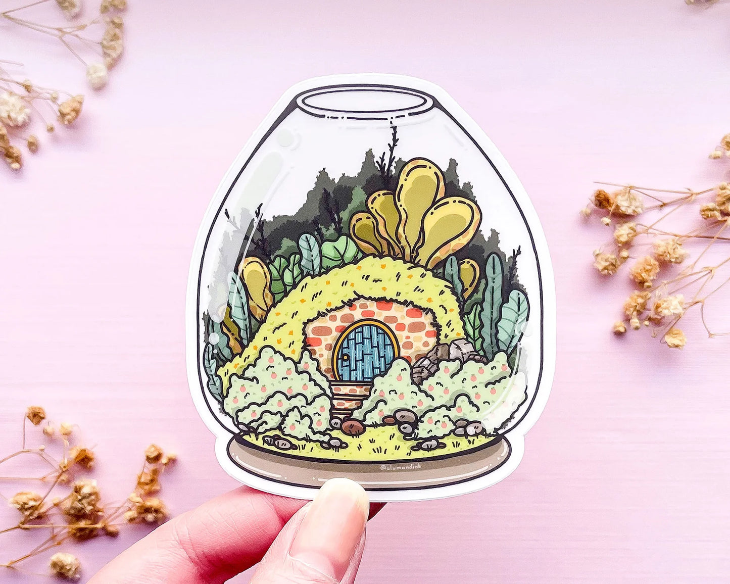 Cozy Cottage Terrarium Clear Vinyl Sticker