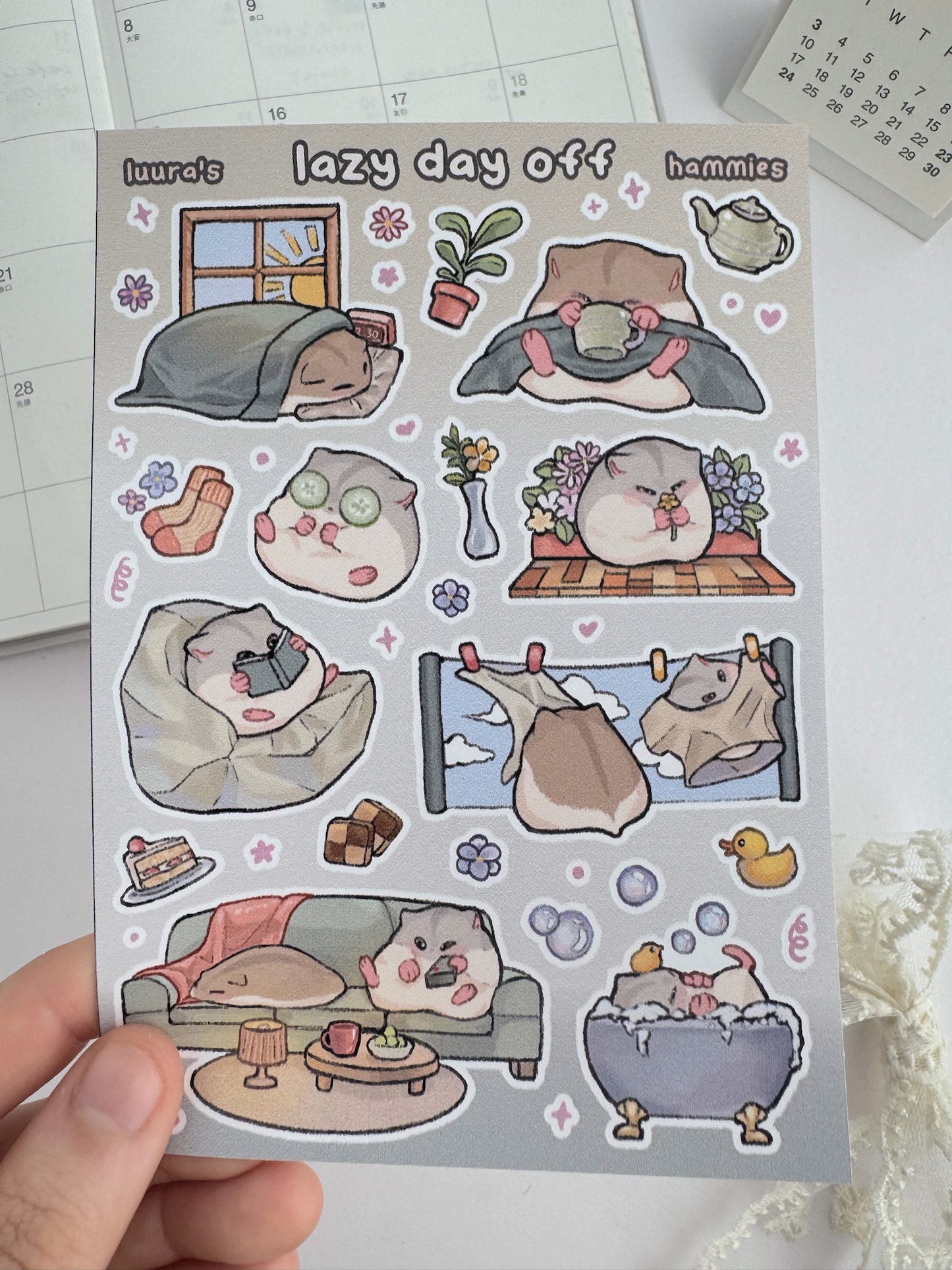 Lazy Day Off Hamsters Sticker Sheet
