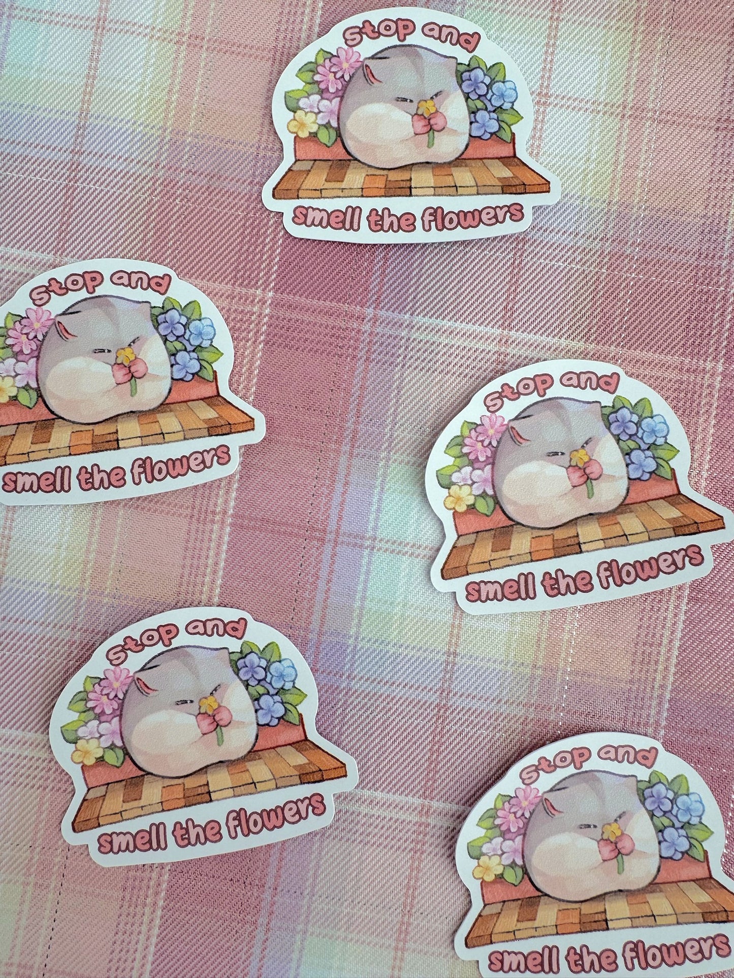 ‘Stop and smell the flowers’ Hamster Sticker
