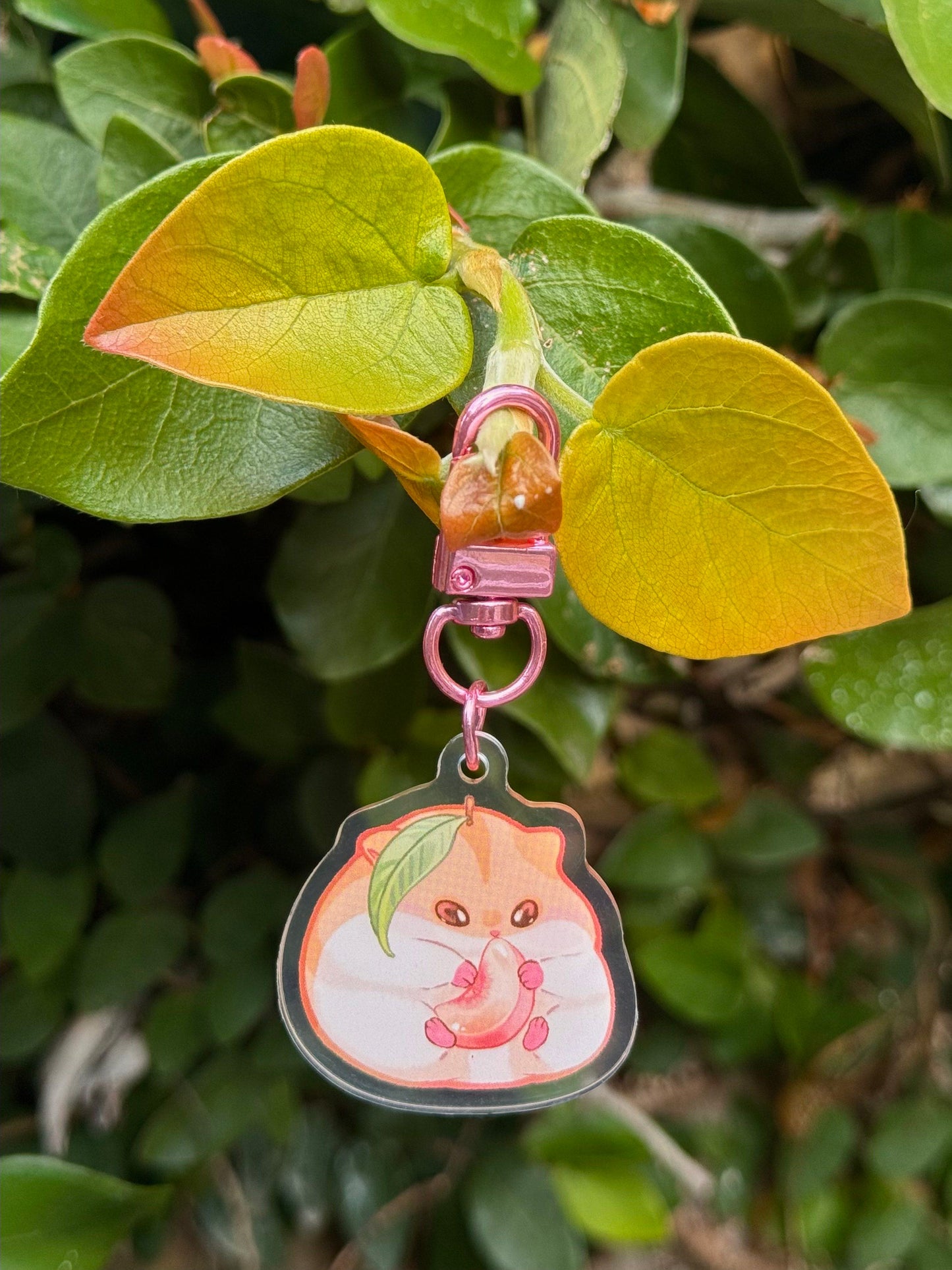 Peach Hamster Keychain
