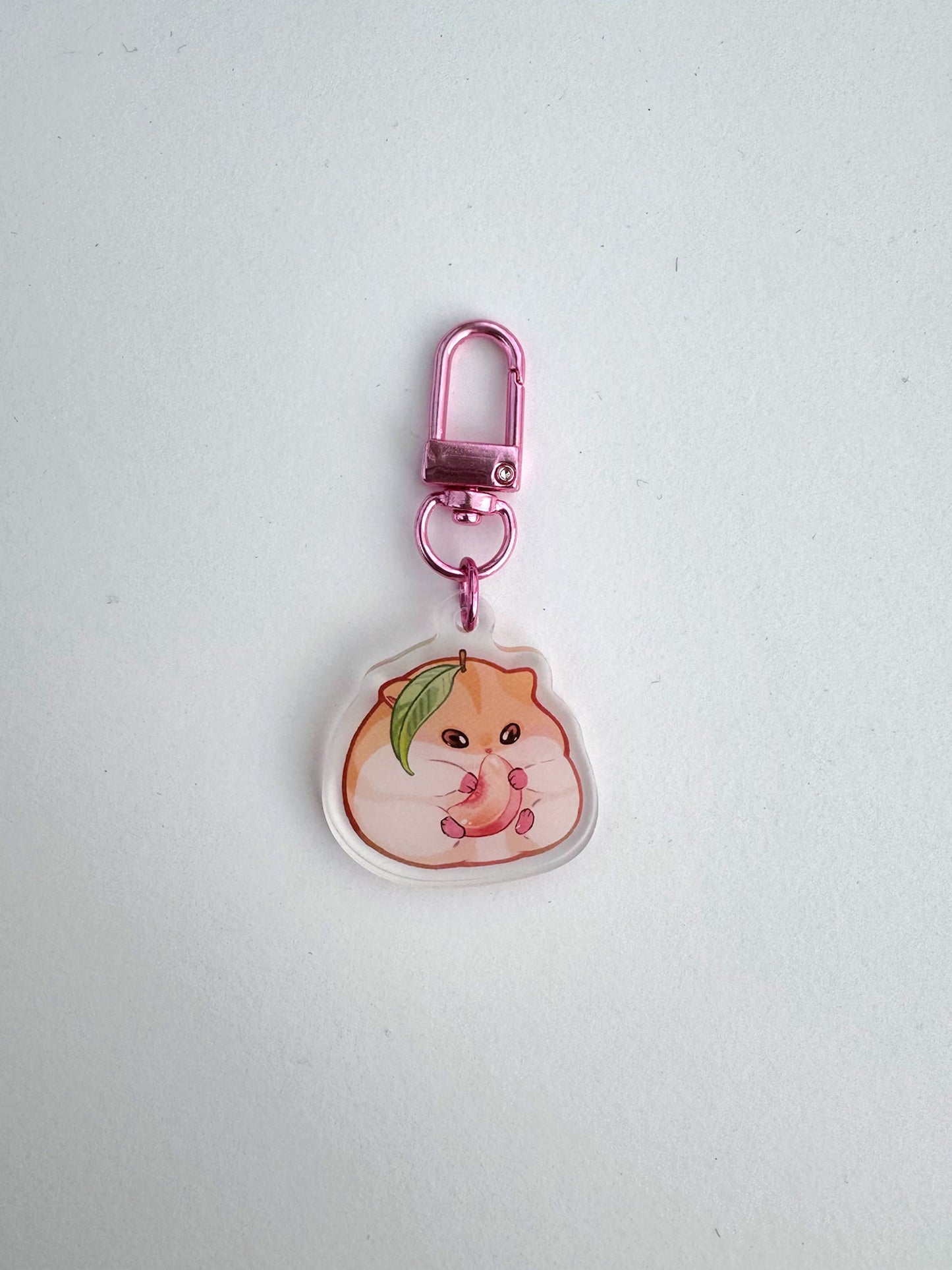 Peach Hamster Keychain