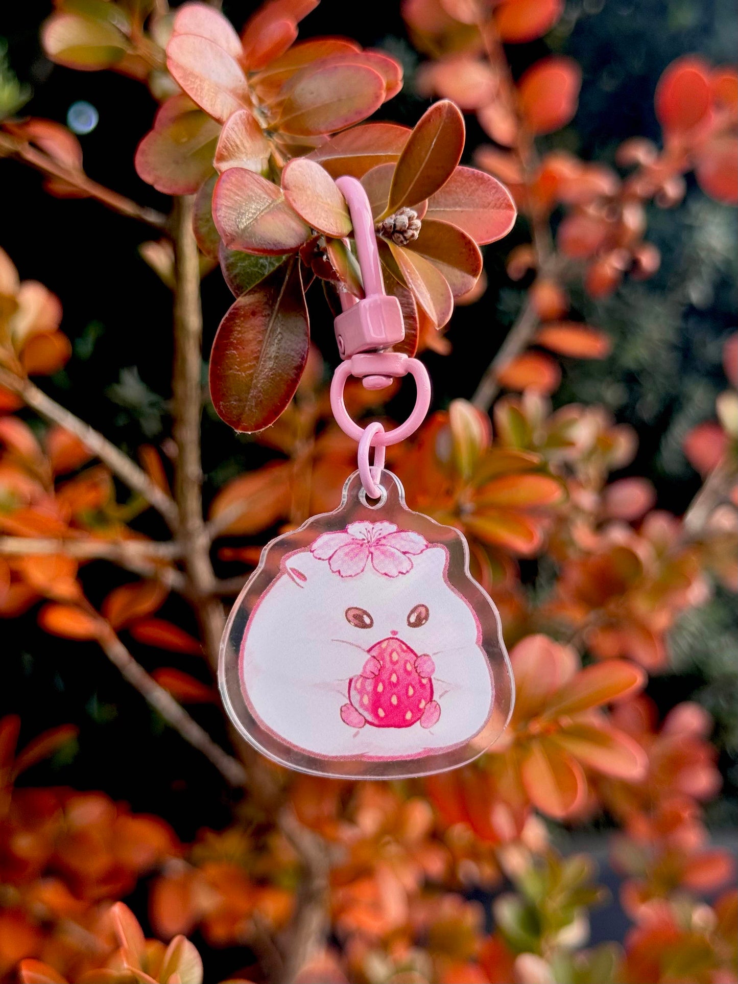 Strawberry Hamster Keychain