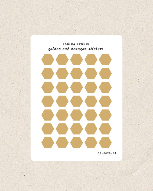 Golden Oak Hexagon Stickers