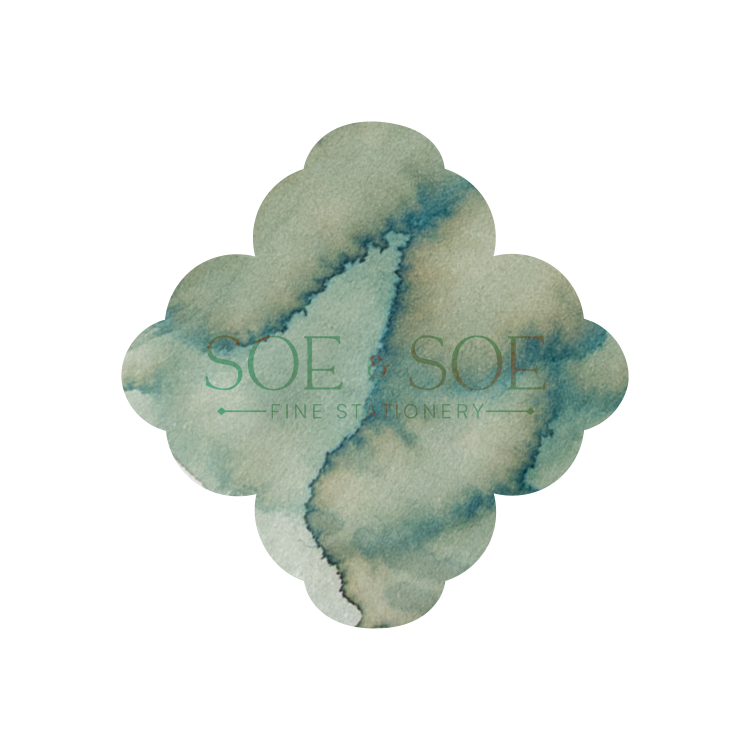 Green ink swatch with 'SOE & SOE' branding on a white background