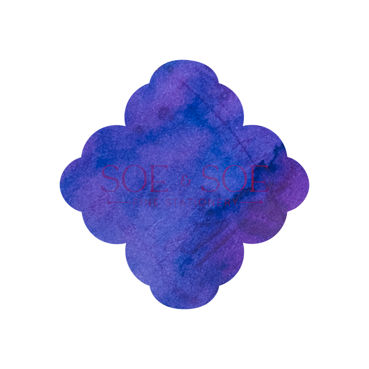 Blue ink swatch flower shape with 'Sole & Son' branding on a white background